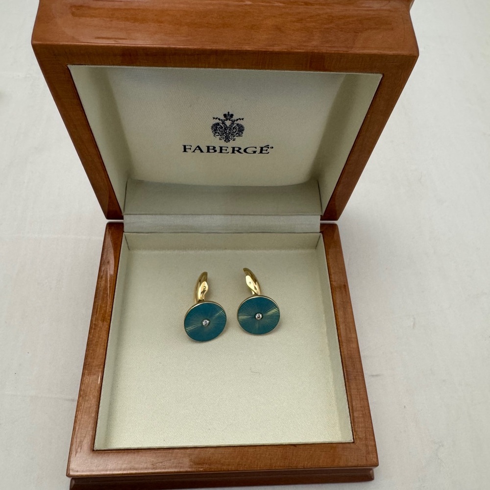 Fabergé Gold and Teal cuff links